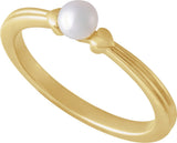 14K Gold Cultured White Freshwater Pearl Heart Pearl Ring - Yellow Gold - view 4