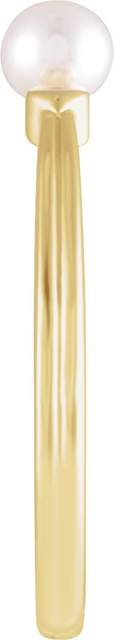 14K Gold Cultured White Freshwater Pearl Heart Pearl Ring - Yellow Gold - view 3