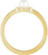 14K Gold Cultured White Freshwater Pearl Heart Pearl Ring - Yellow Gold - view 2