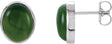 14K Gold Oval Natural Nephrite Jade Bezel-Set Solitaire Earrings