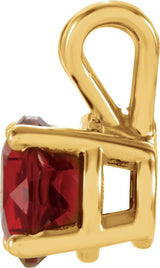 14K Gold Round Natural Mozambique Garnet Solitaire Pendant - view 2