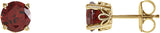 14K Gold Natural Mozambique Garnet Round 4-Prong Stud Earrings – 6mm Stones