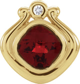 14K Gold Cushion Natural Mozambique Garnet & Natural Diamond Accented Bezel-Set Pendant – 0.03 CTW