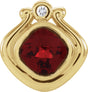 14K Gold Cushion Natural Mozambique Garnet & Natural Diamond Accented Bezel-Set Pendant – 0.03 CTW