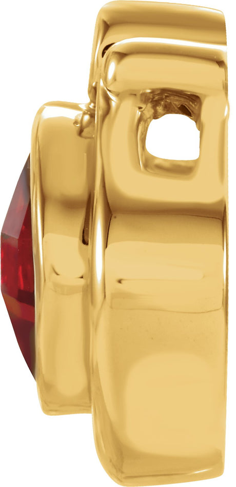14K Gold Cushion Natural Mozambique Garnet & Natural Diamond Accented Bezel-Set Pendant – 0.03 CTW - view 2