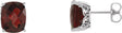 14K Gold Elongated Cushion Natural Mozambique Garnet Cushion 4-Prong Stud Earrings