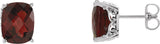 14K Gold Elongated Cushion Natural Mozambique Garnet Cushion 4-Prong Stud Earrings