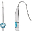 14K Gold Round Natural Aquamarine Accented Bar Earrings