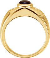 14K Gold Oval Natural Black Star Sapphire & Natural Diamond Bezel-Set Accented Ring - view 4