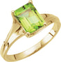 14K Gold Emerald Natural Peridot Solitaire Ring