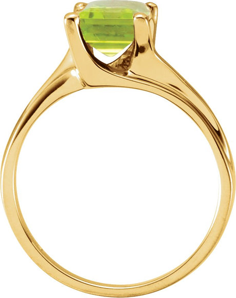 14K Gold Emerald Natural Peridot Solitaire Ring - view 2