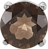 14K Gold Round Natural Smoky Quartz Solitaire Pendant