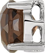 14K Gold Round Natural Smoky Quartz Solitaire Pendant - view 2