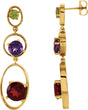 14K Gold Round Natural Mozambique Garnet & Natural Amethyst & Natural Peridot Graduated Geometric Earrings – 8mm Stones