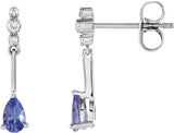 14K Gold Pear Natural Tanzanite & Natural Diamond Accented Earrings