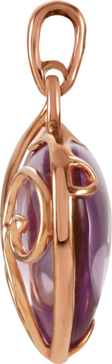 14K Gold Natural Rose De France Quartz Heart Pendant - view 2