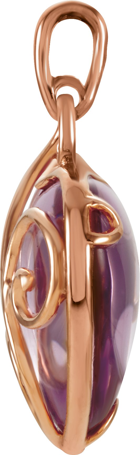 14K Gold Natural Rose De France Quartz Heart Pendant - view 2
