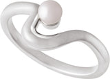 Platinum Cultured White Freshwater Pearl Freeform Pearl Ring - view 4