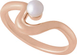 14K Gold Cultured White Freshwater Pearl Freeform Pearl Ring - Rose Gold - view 4