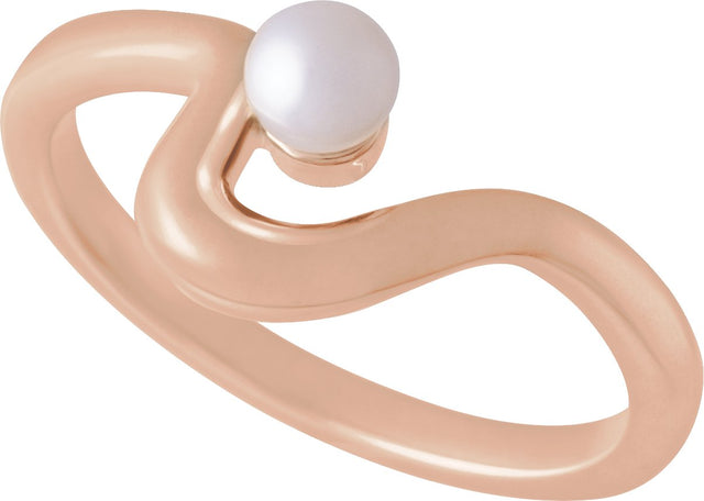 14K Gold Cultured White Freshwater Pearl Freeform Pearl Ring - Rose Gold - view 4