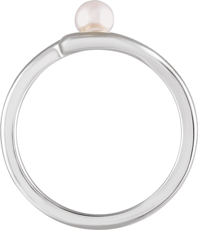 Platinum Cultured White Freshwater Pearl Freeform Pearl Ring - view 2