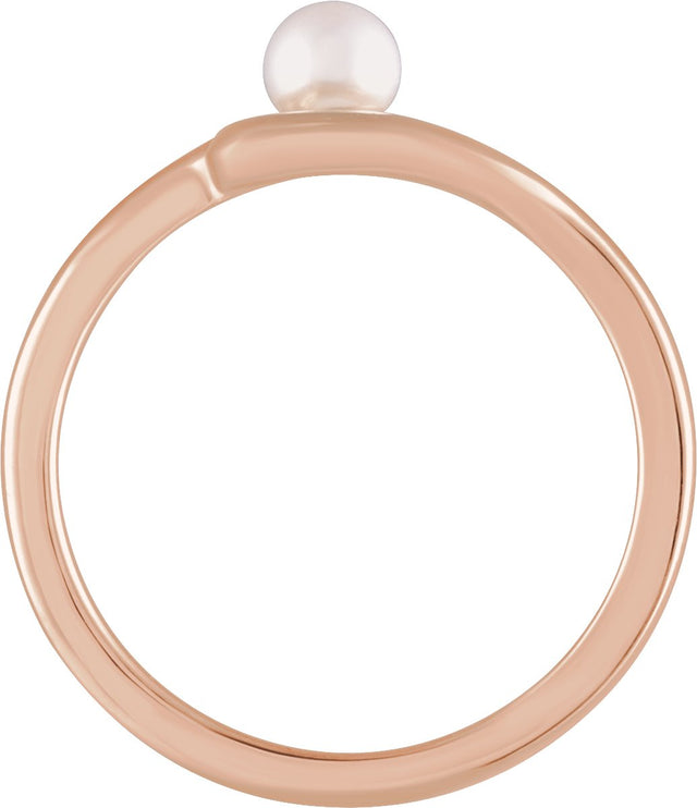 14K Gold Cultured White Freshwater Pearl Freeform Pearl Ring - Rose Gold - view 2