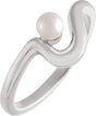 Platinum Cultured White Freshwater Pearl Freeform Pearl Ring