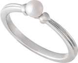 Platinum Cultured White Freshwater Pearl Heart Pearl Ring - view 4