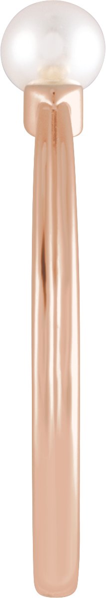 14K Gold Cultured White Freshwater Pearl Heart Pearl Ring - Rose Gold - view 3