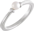 14K Gold Cultured White Freshwater Pearl Heart Pearl Ring - White Gold