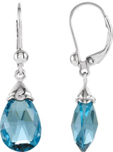 14K Gold Natural Swiss Blue Topaz Briolette Earrings