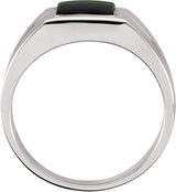 10K Gold Square Natural Black Onyx Bezel-Set Cabochon Ring - White Gold - view 2