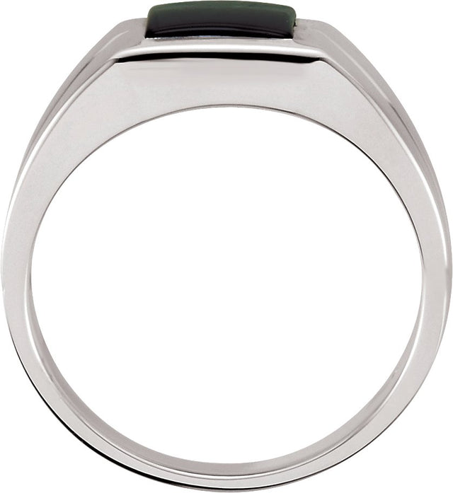 10K Gold Square Natural Black Onyx Bezel-Set Cabochon Ring - White Gold - view 2
