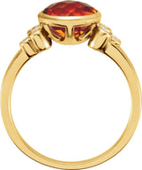 14K Gold Round Natural Citrine & Natural Diamond Accented Ring - view 2