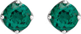 14K Gold Lab-Grown Emerald Round 4-Prong Stud Earrings - White Gold - view 2