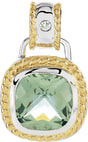 14K Gold Cushion Natural Green Quartz & Natural Diamond Accented Necklace
