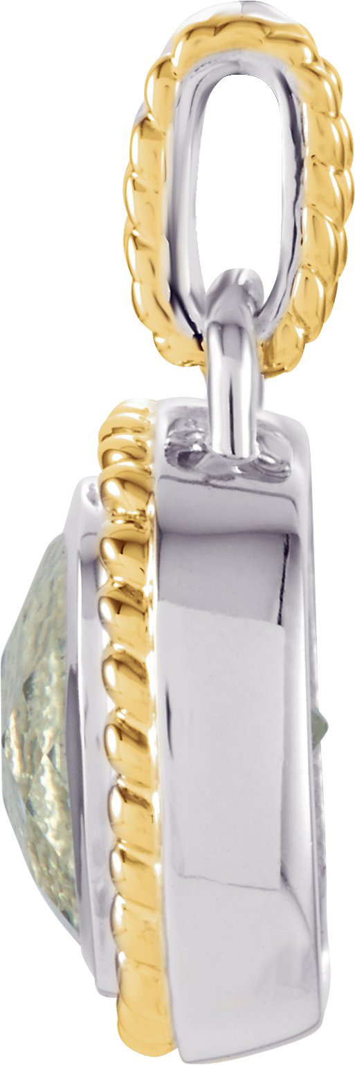 14K Gold Cushion Natural Green Quartz & Natural Diamond Accented Necklace - view 2