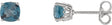 14K Gold Natural London Blue Topaz Cushion 4-Prong Scroll Setting Stud Earrings - White Gold