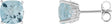 14K Gold Natural Sky Blue Topaz Cushion 4-Prong Scroll Setting Stud Earrings - White Gold