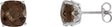 14K Gold Natural Smoky Quartz Cushion 4-Prong Scroll Setting Stud Earrings - White Gold