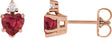 14K Gold Lab-Grown Ruby & Natural Diamond Accented Heart Earrings - Rose Gold