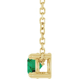 14K Gold Round Natural Emerald Solitaire Slide Necklace or Pendant - Yellow Gold - view 6