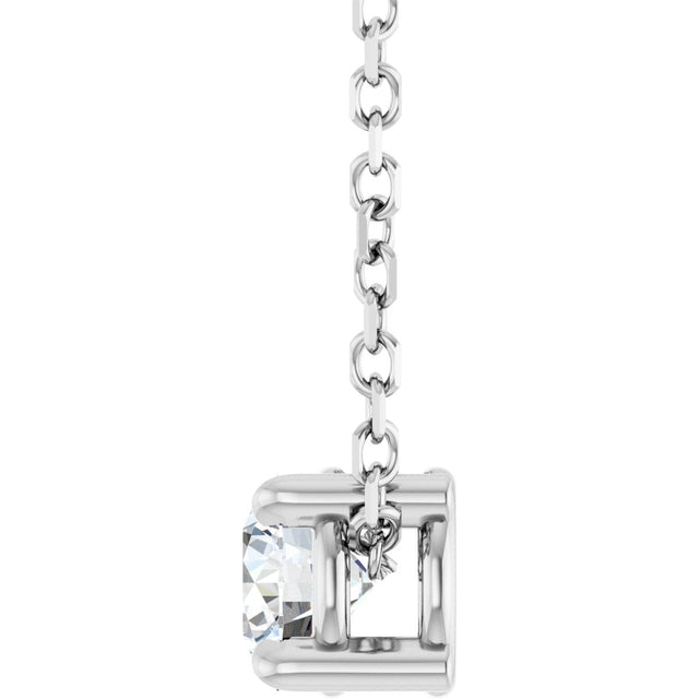 14K Gold Round Natural White Sapphire Solitaire Slide Necklace or Pendant - White Gold - view 6
