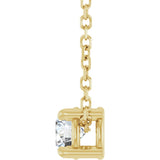 14K Gold Round Natural White Sapphire Solitaire Slide Necklace or Pendant - Yellow Gold - view 6