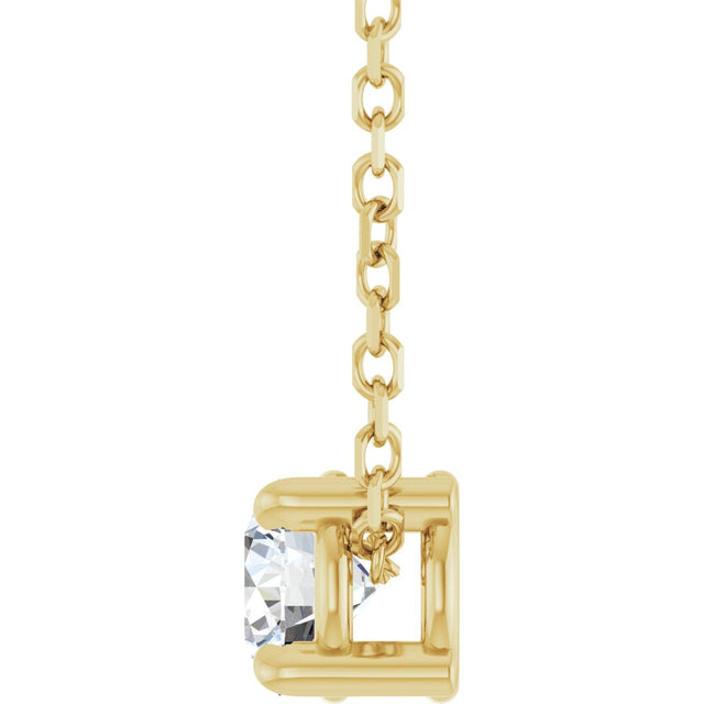 14K Gold Round Natural White Sapphire Solitaire Slide Necklace or Pendant - Yellow Gold - view 6