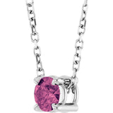 14K Gold Round Natural Pink Tourmaline Solitaire Slide Necklace or Pendant - White Gold - view 5