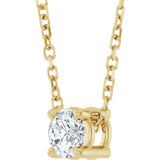 14K Gold Round Natural White Sapphire Solitaire Slide Necklace or Pendant - Yellow Gold - view 5