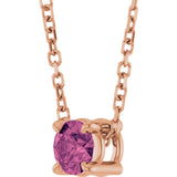 14K Gold Round Natural Pink Tourmaline Solitaire Slide Necklace or Pendant - Rose Gold - view 5