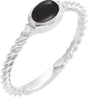 Platinum Oval Natural Black Onyx & Natural Diamond Accented Cabochon Ring – 6x4mm
