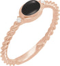 14K Gold Oval Natural Black Onyx & Natural Diamond Accented Cabochon Ring – 6x4mm - Rose Gold